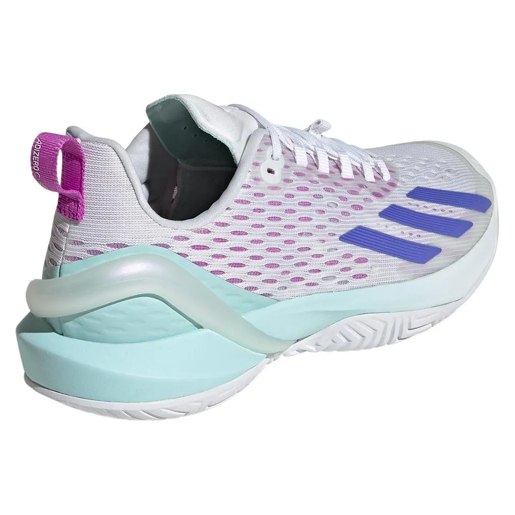 Womens Adizero Cybersonic Tennis Shoes White and Cobalt Blue