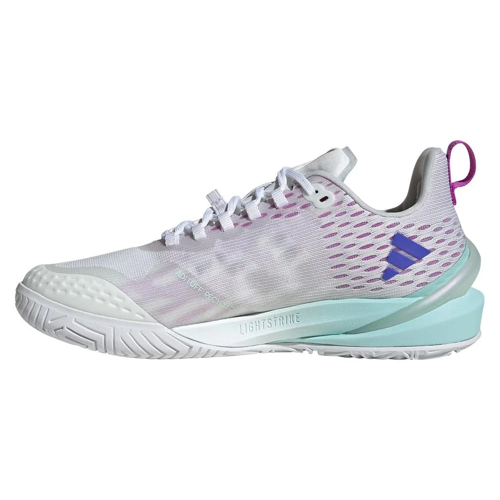 Womens Adizero Cybersonic Tennis Shoes White and Cobalt Blue