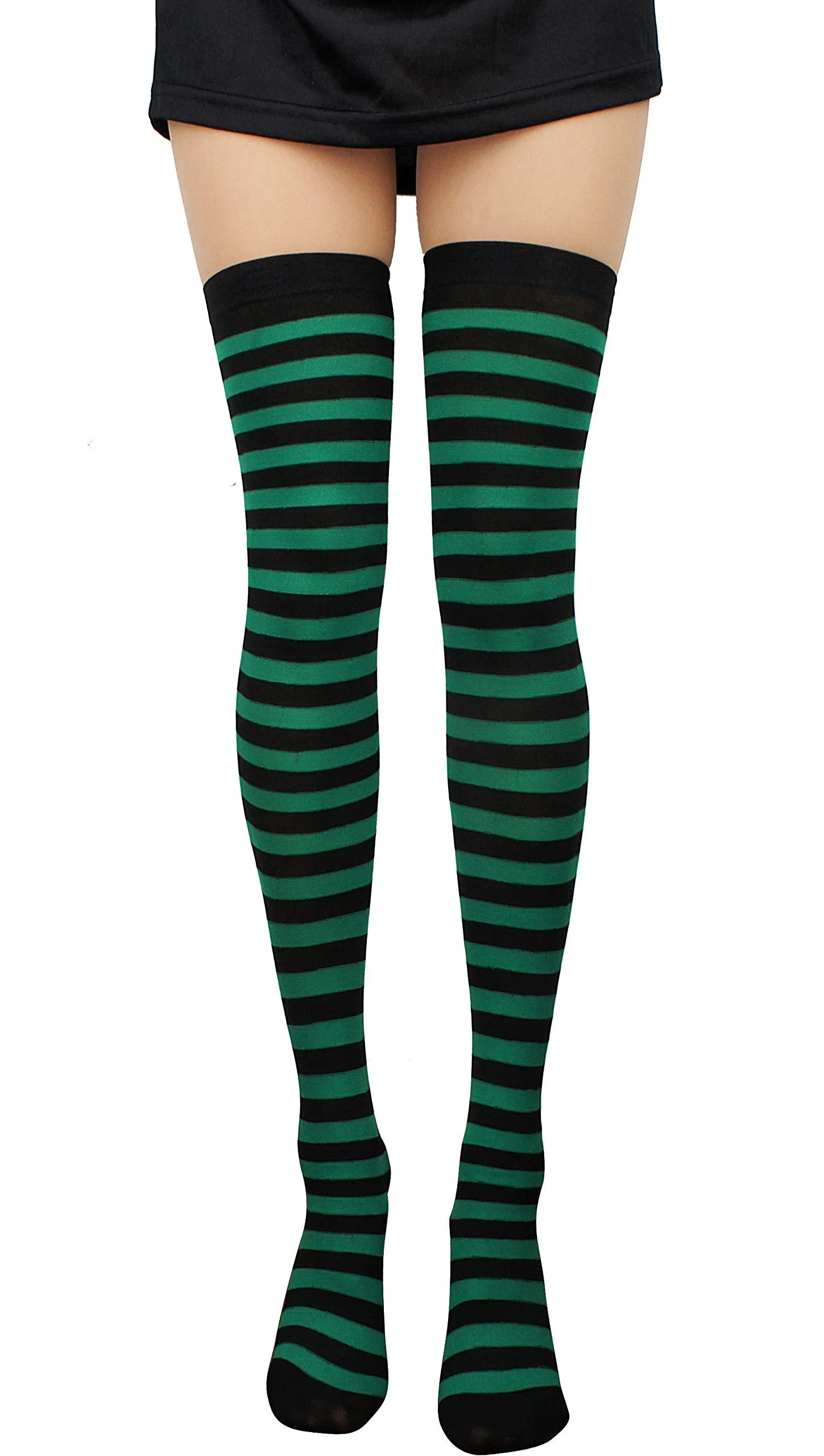 Women's Extra Long Striped Socks Over Knee High Opaque Stockings