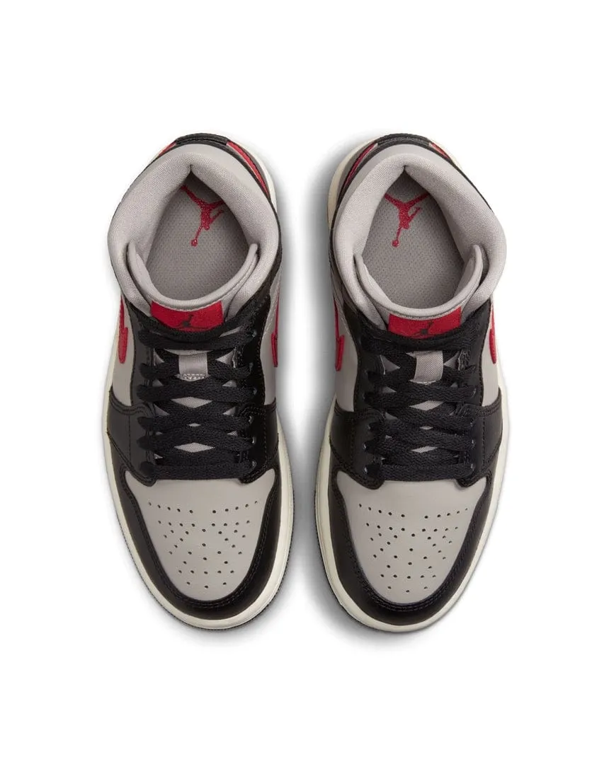 Women's Jordan 1 Mid - Black / Gym Red - College Grey - Sail