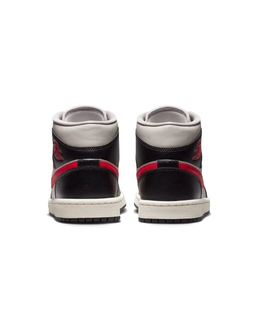 Women's Jordan 1 Mid - Black / Gym Red - College Grey - Sail