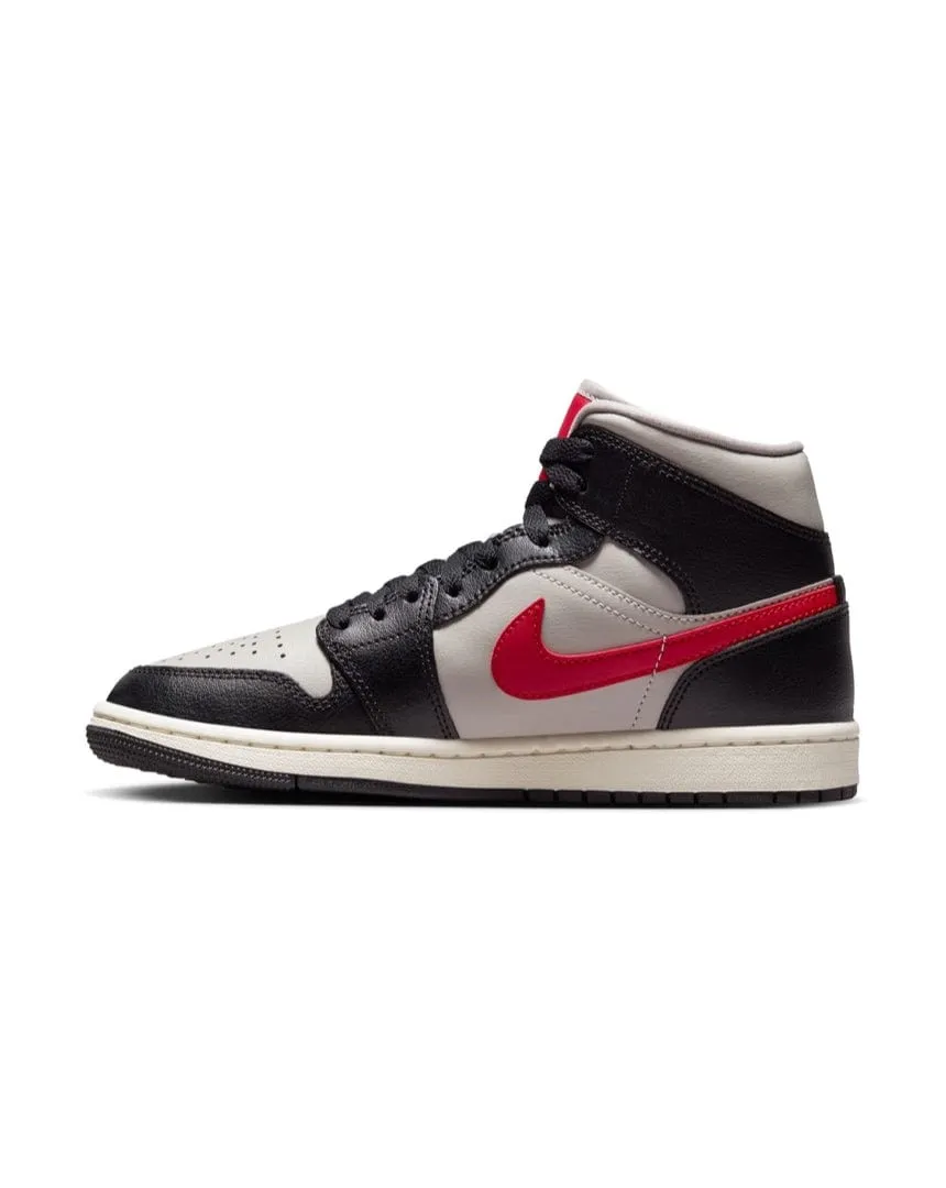 Women's Jordan 1 Mid - Black / Gym Red - College Grey - Sail