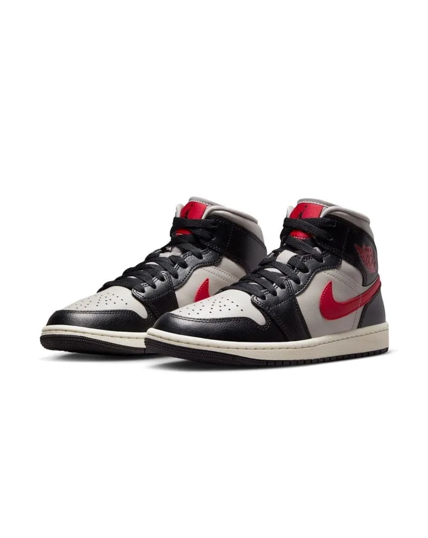 Women's Jordan 1 Mid - Black / Gym Red - College Grey - Sail