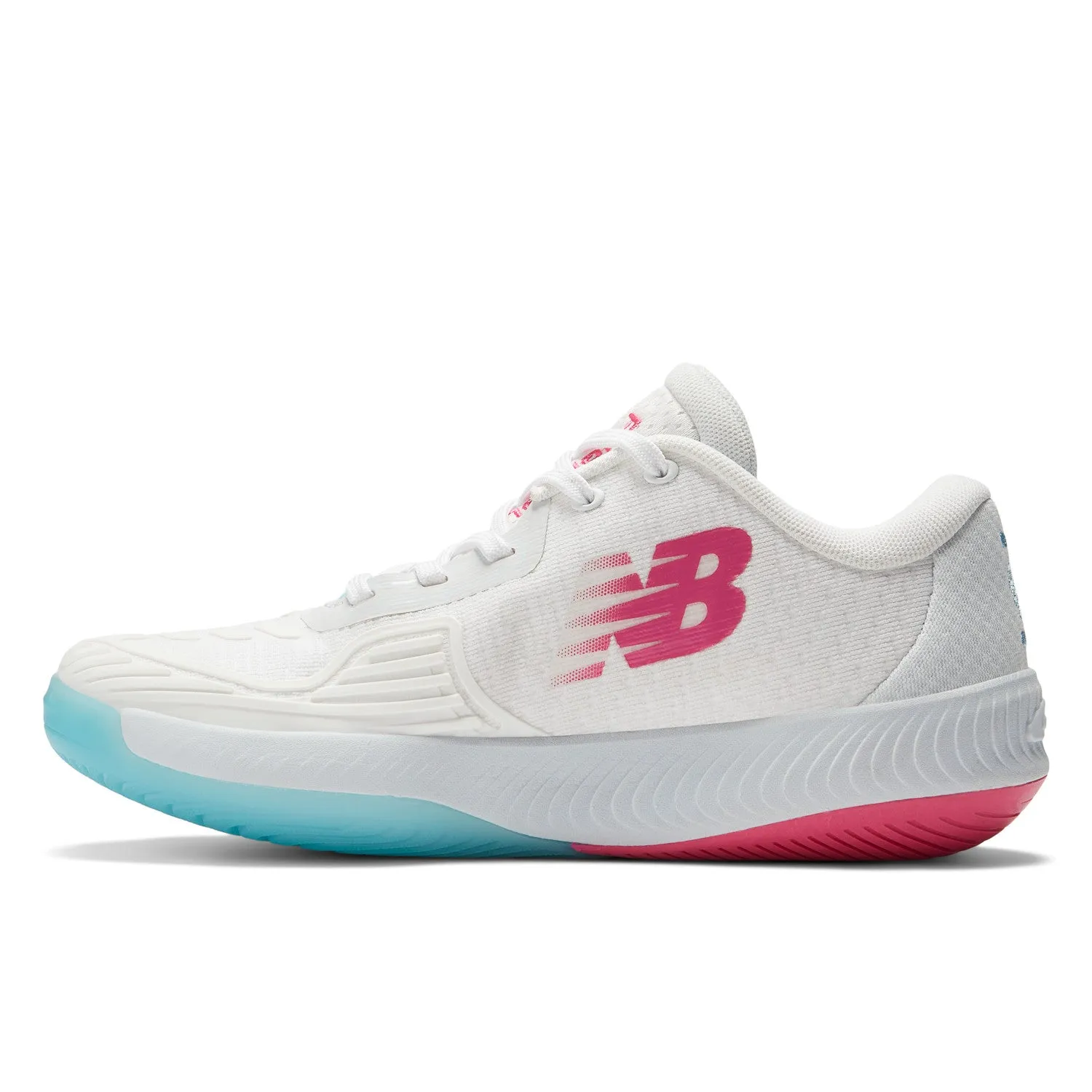 Women's New Balance FuelCell 996v5 Pickleball Color: White with Grey & Team Red