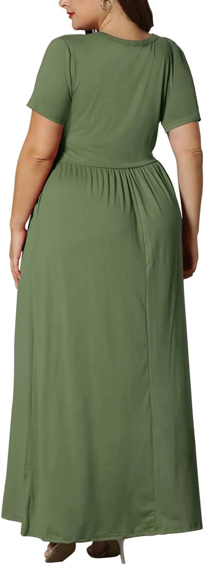 Women’S plus Size Maxi Dresses Summer Casual Short Sleeve Fahion Long Dress with Pockets