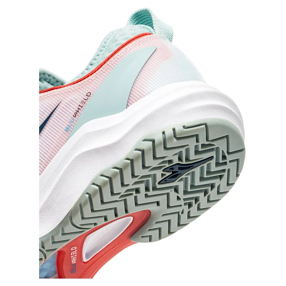 Women's Speed Blushield Fly 4 Clay Tennis Shoes White and Legion Blue