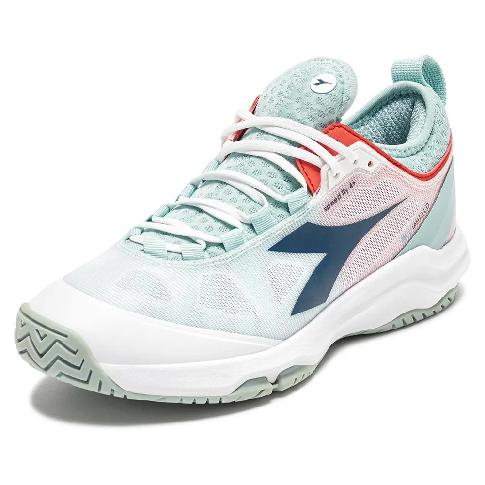 Women's Speed Blushield Fly 4 Clay Tennis Shoes White and Legion Blue