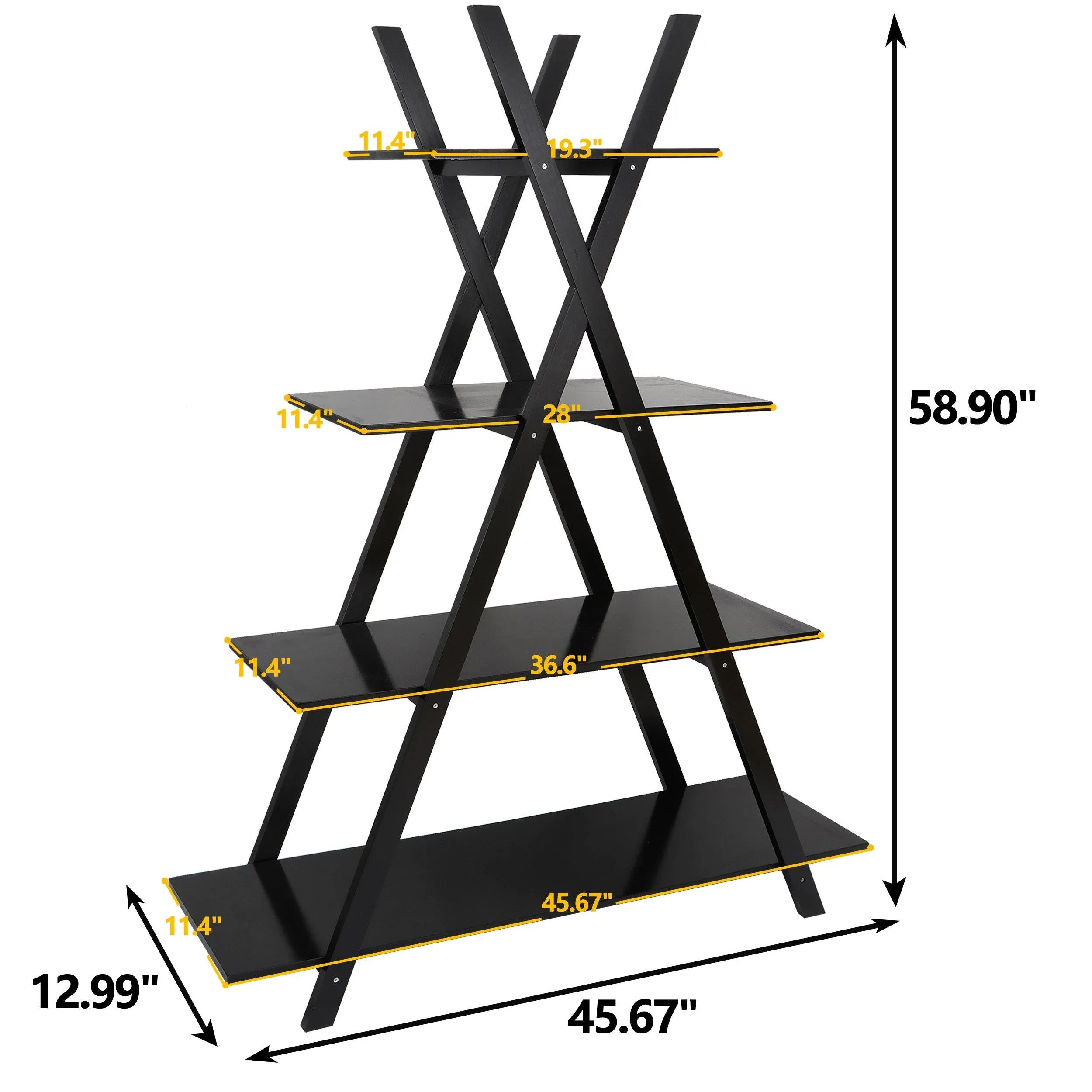 ZENY™ 4-Tier Bookshelf A Frame Bookcase, Home and Office Organizer, Storage and Display Rack